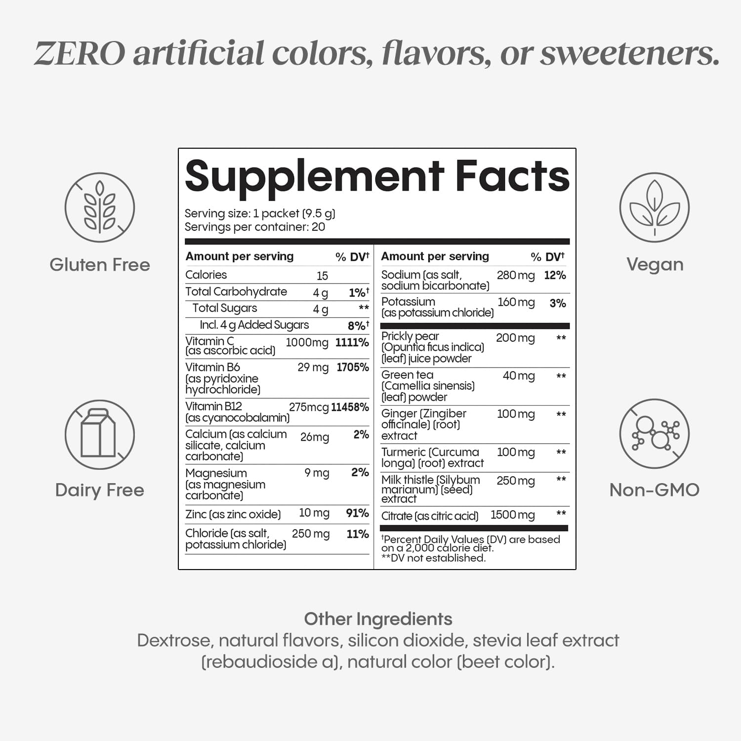 Hydralyte Liver Support Electrolyte Mix with Milk Thistle, Turmeric, Prickly Pear, Green Tea Extract for Rapid Rehydration - Blood Orange Ginger, 20 Packets