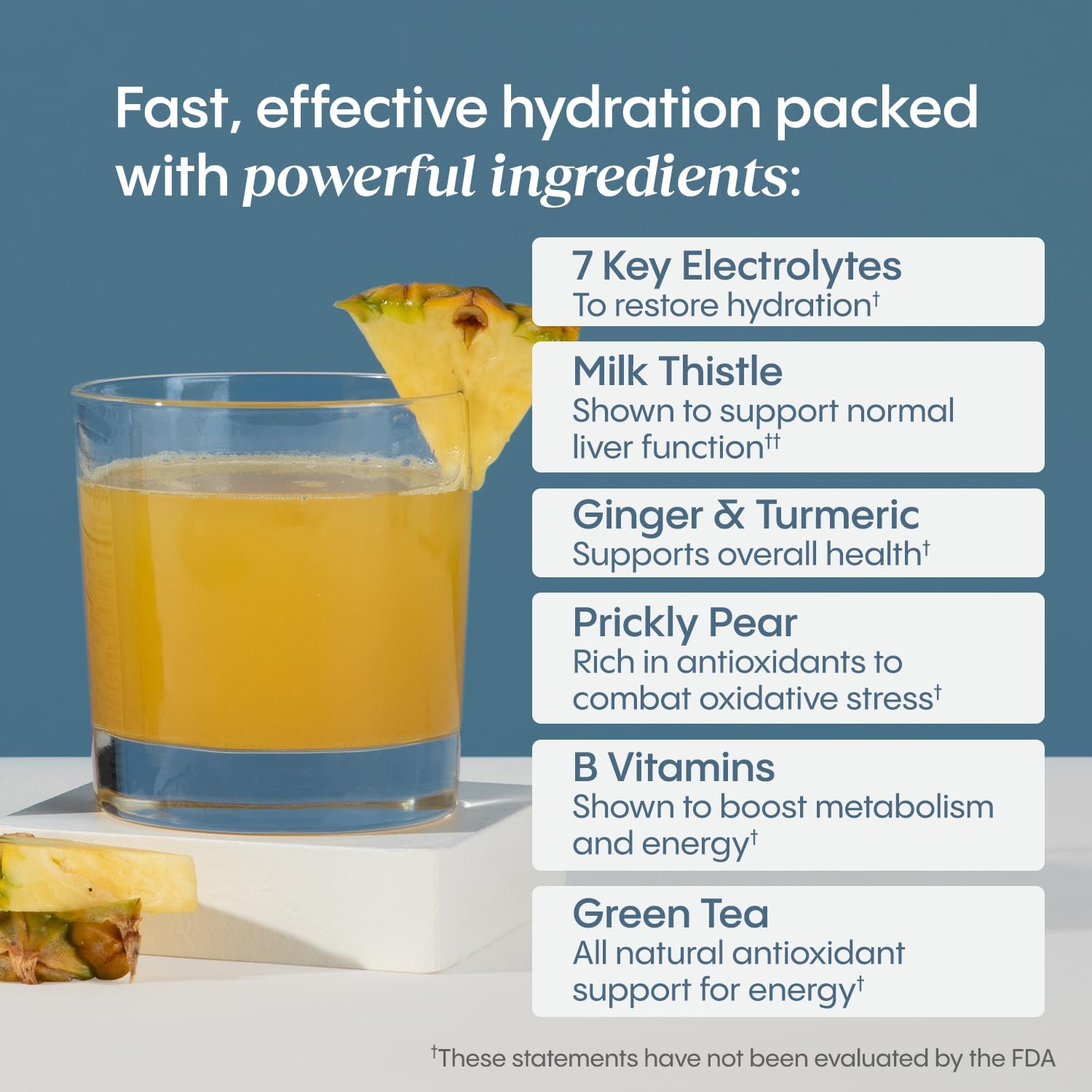 Hydralyte Liver Support + Electrolyte Mix with Milk Thistle, Turmeric, Ginger, Prickly Pear, Green Tea Extract for Rapid Rehydration - Pineapple Mango Ginger, 20 Packets