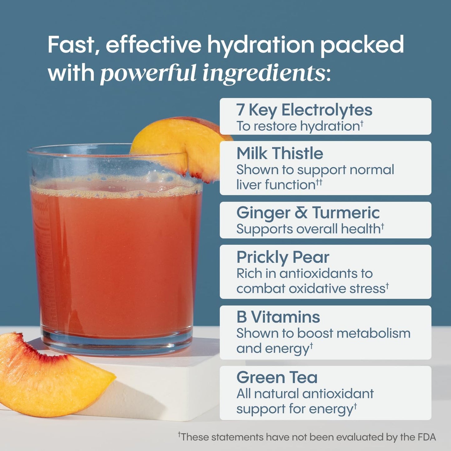 Hydralyte Liver Support + Electrolyte Mix with Milk Thistle, Turmeric, Ginger, Prickly Pear, Green Tea Extract for Rapid Rehydration - Peach Passion Ginger (20 Packets)