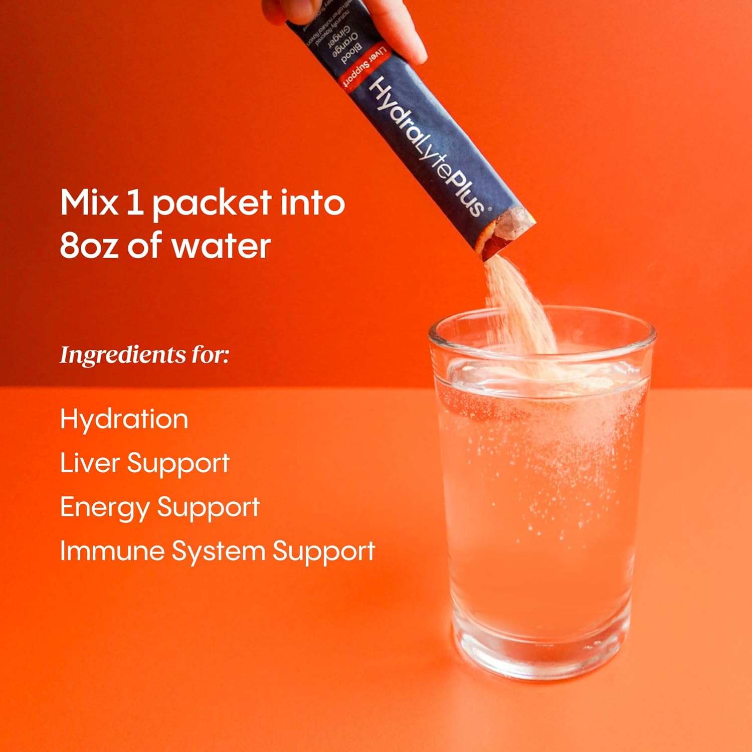 Hydralyte Liver Support Electrolyte Mix with Milk Thistle, Turmeric, Prickly Pear, Green Tea Extract for Rapid Rehydration - Blood Orange Ginger, 20 Packets