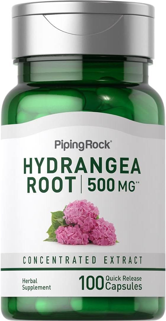 Hydrangea Root Capsules 500mg - 100 Count Concentrated Extract Supplement | Non-GMO, Gluten-Free by Piping Rock