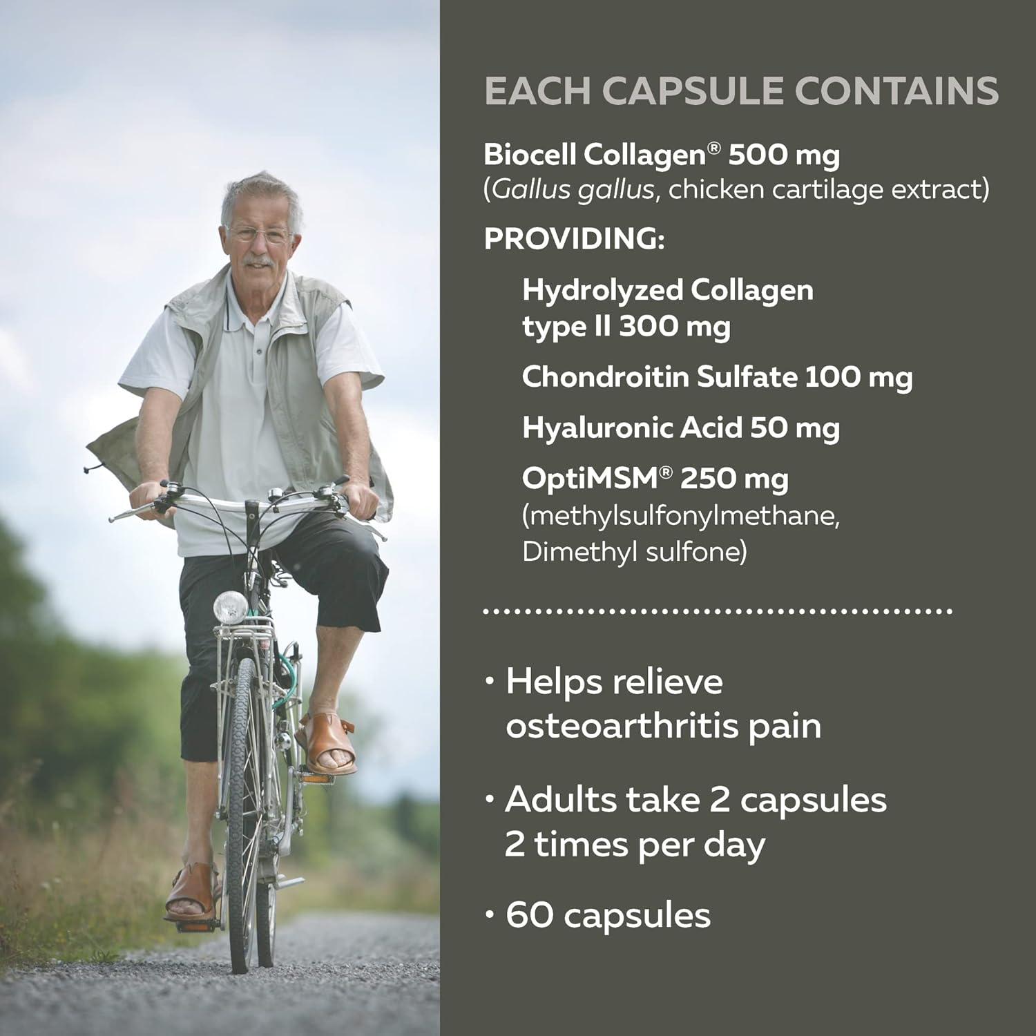 Hydraplenish with BioCell Collagen & MSM for Hair, Skin, Nails - 60 Capsules