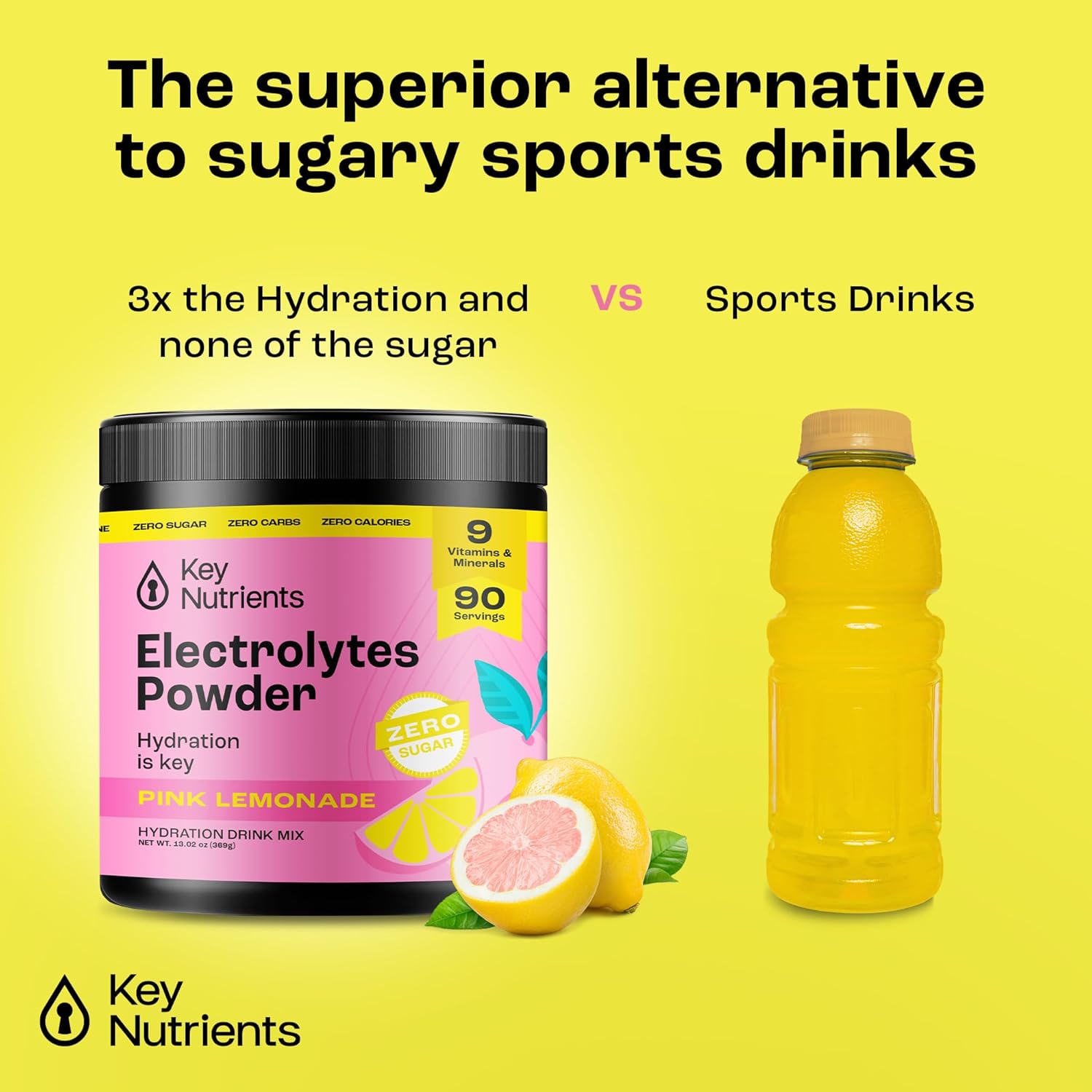 Hydrate & Recover with KEY NUTRIENTS Electrolyte Bundle - Tropical Peach Mango & Fresh Pink Lemonade, Sugar-Free, 90 Servings