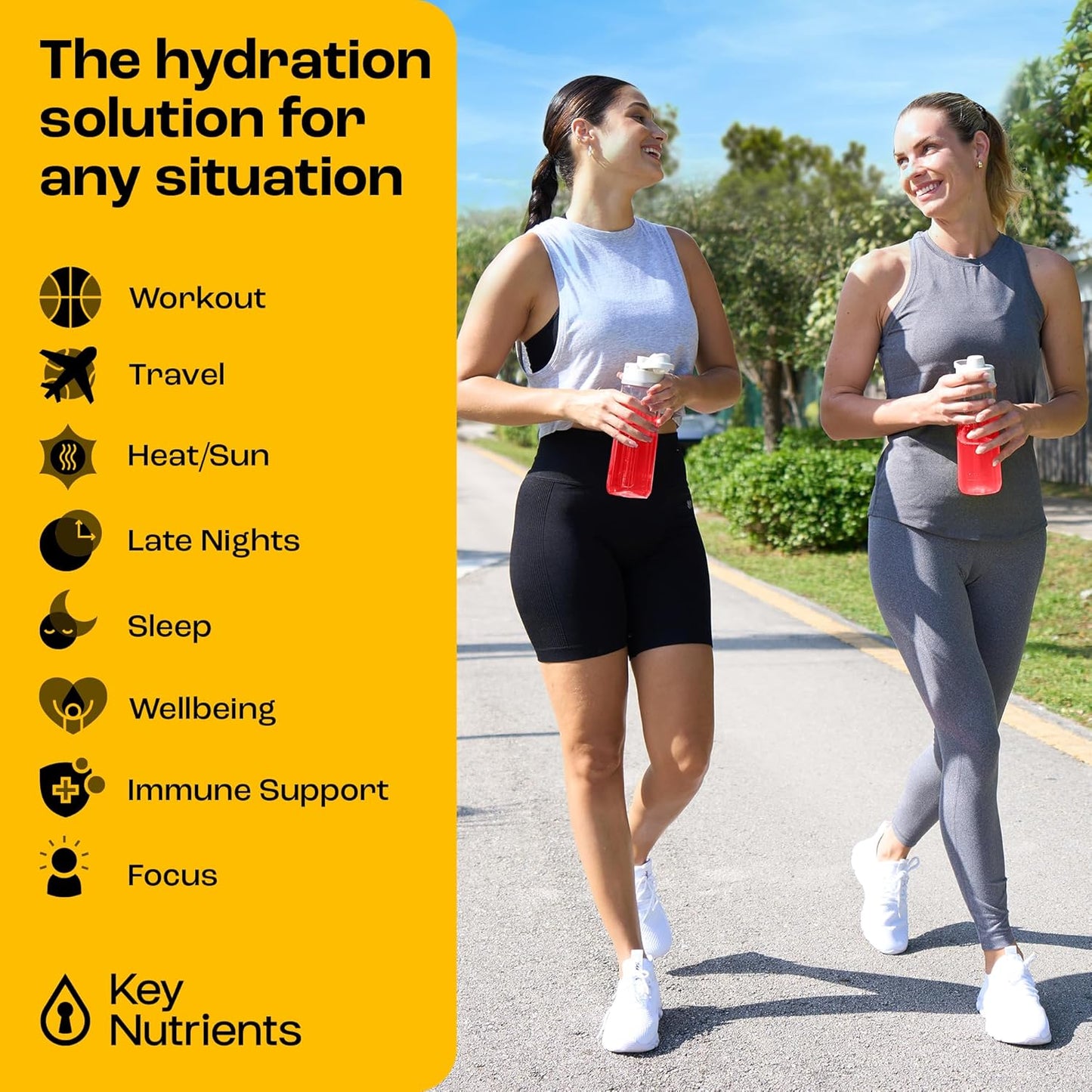 Hydrate & Recover with KEY NUTRIENTS Electrolyte Bundle - Tropical Peach Mango & Fresh Pink Lemonade, Sugar-Free, 90 Servings