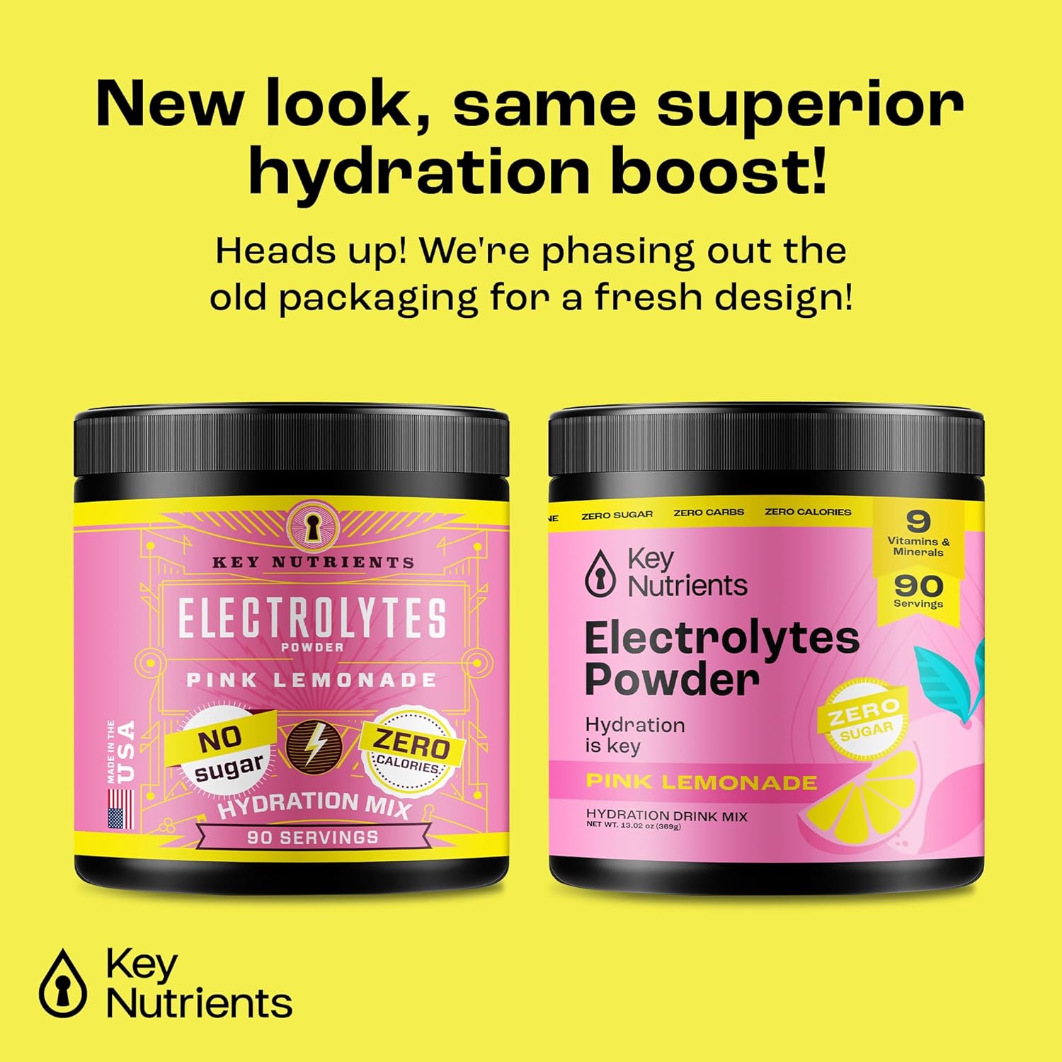 Hydrate & Recover with KEY NUTRIENTS Electrolyte Bundle - Tropical Peach Mango & Fresh Pink Lemonade, Sugar-Free, 90 Servings