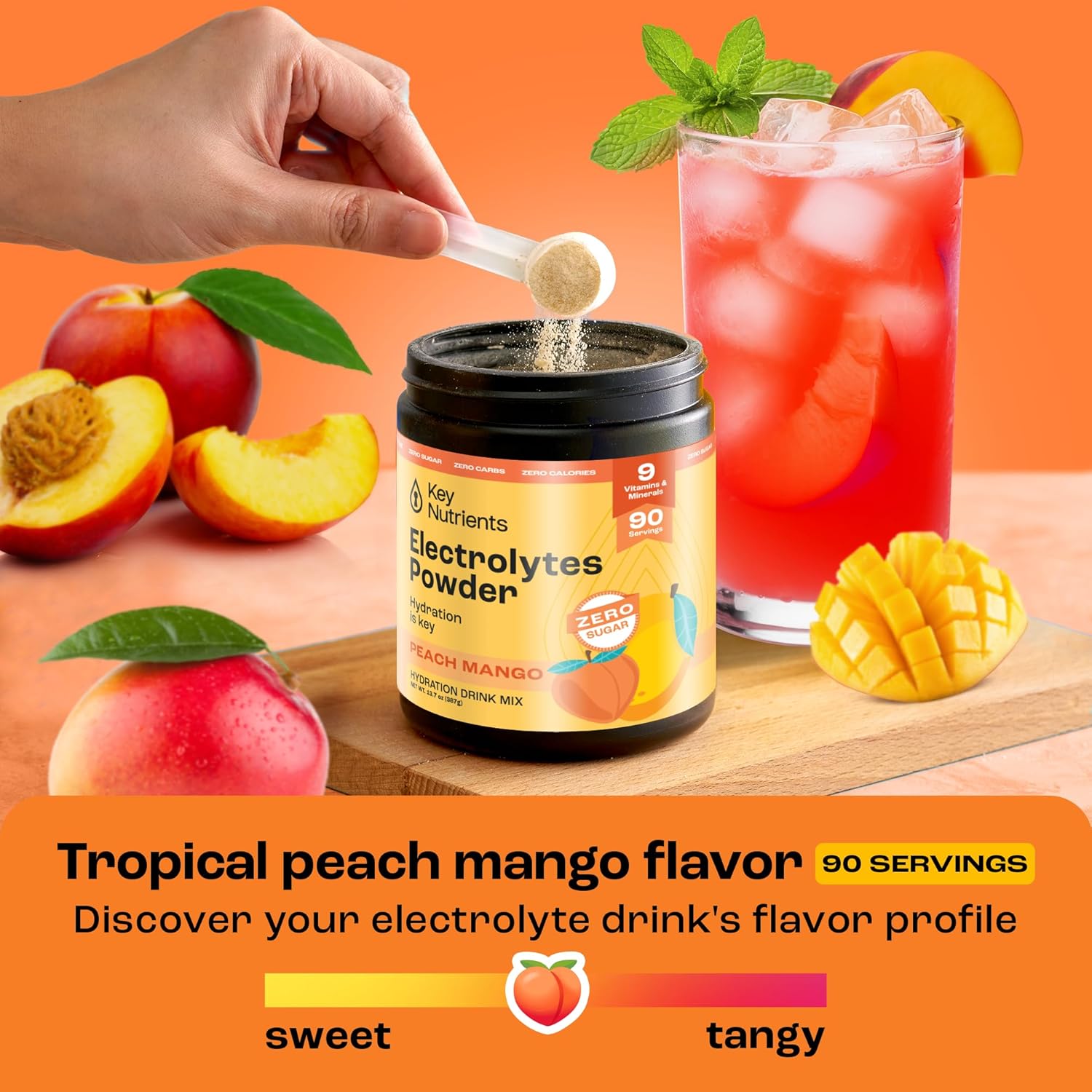 Hydrate & Recover with KEY NUTRIENTS Electrolyte Bundle - Tropical Peach Mango & Fresh Pink Lemonade, Sugar-Free, 90 Servings