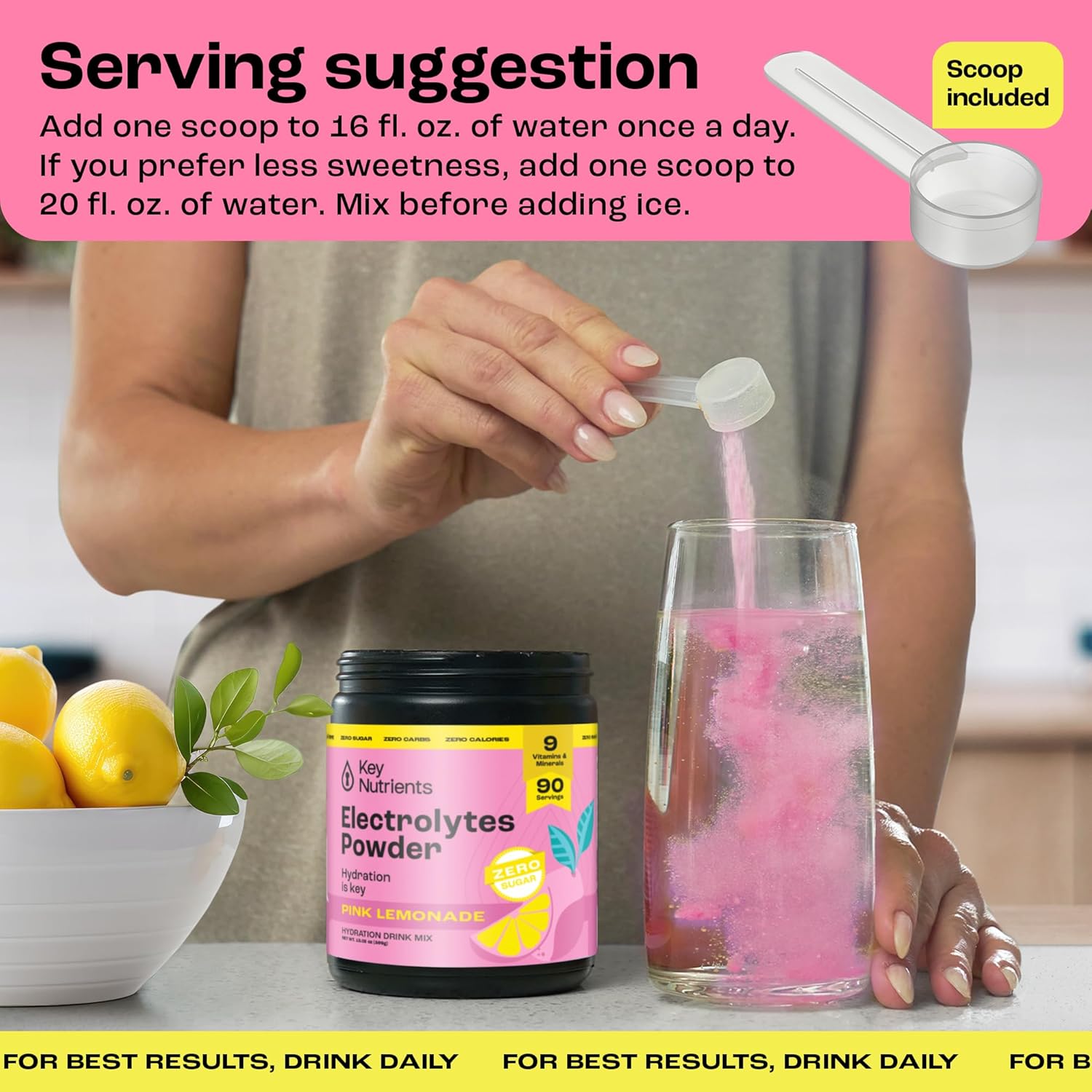 Hydrate & Recover with KEY NUTRIENTS Electrolyte Bundle - Tropical Peach Mango & Fresh Pink Lemonade, Sugar-Free, 90 Servings