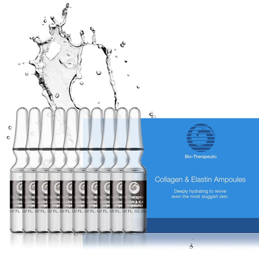 Hydrating and Firming Collagen & Elastin Ampoules for All Skin Types - Restorative Facial Serum with Water-Based Formula in 10 Glass Vials