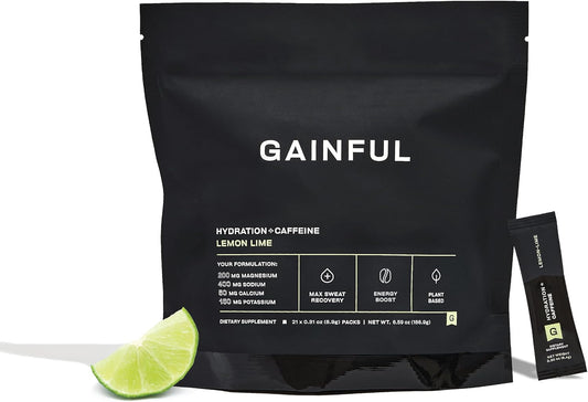 Hydrating Caffeinated Drink Mix with Electrolytes, Magnesium, Sodium, L-Theanine, Low Sugar, Lemon Lime - 21 Packets