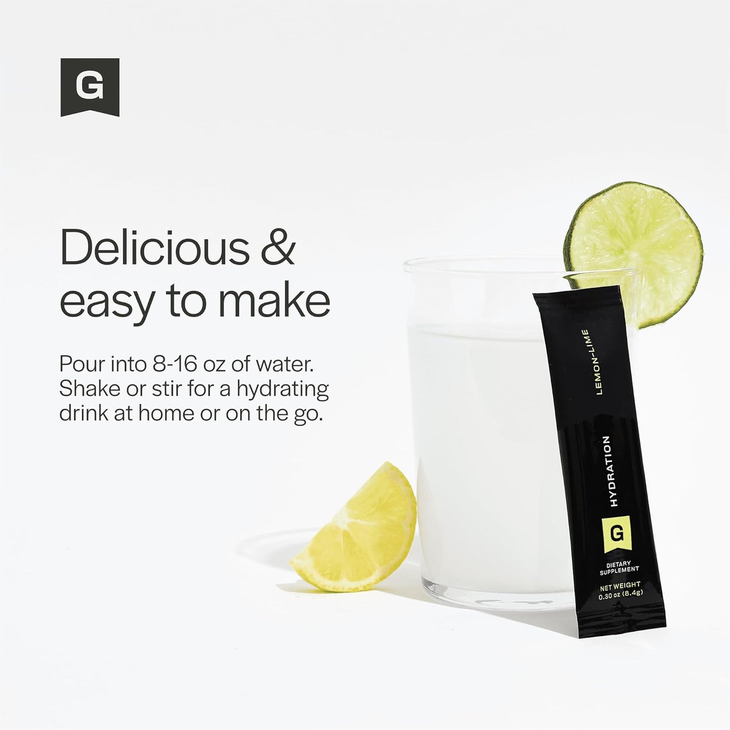 Hydrating Caffeinated Drink Mix with Electrolytes, Magnesium, Sodium, L-Theanine, Low Sugar, Lemon Lime - 21 Packets