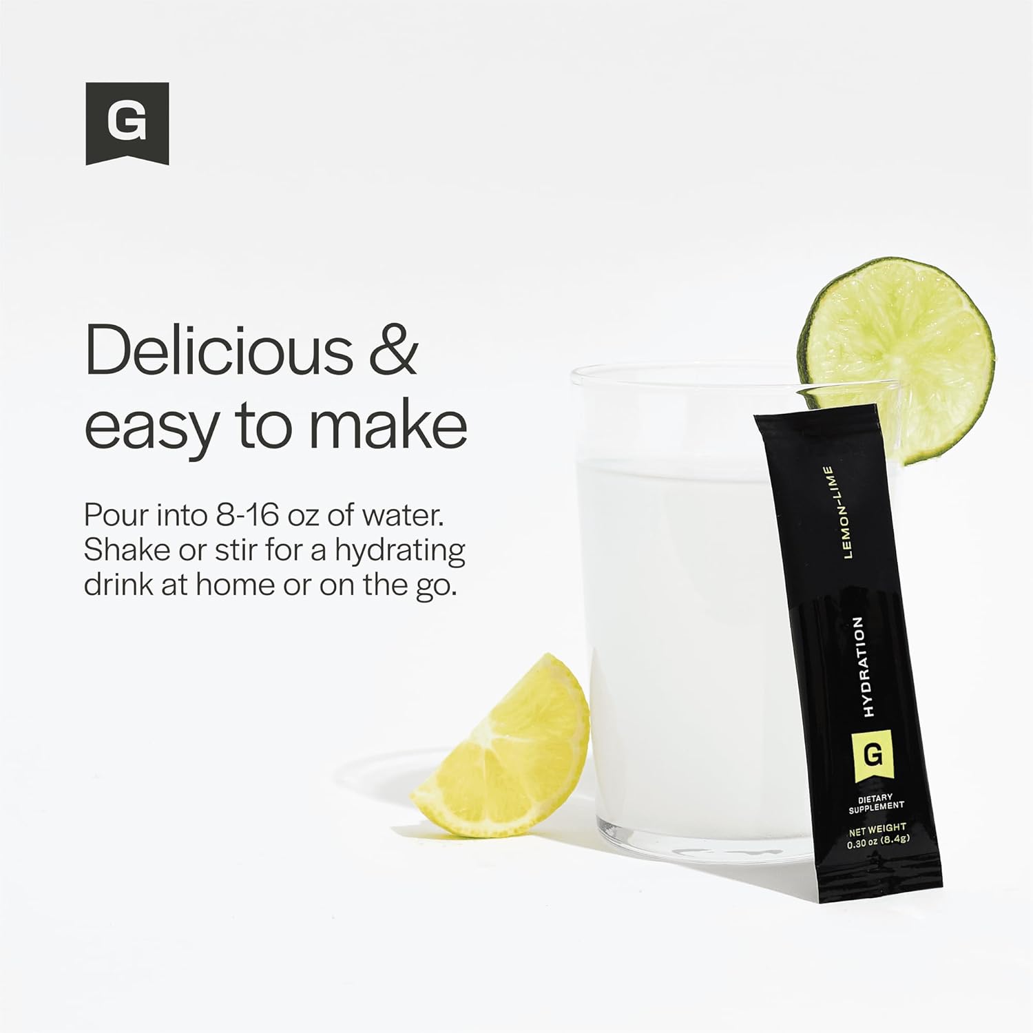 Hydrating Caffeinated Drink Mix with Electrolytes, Magnesium, Sodium, L-Theanine, Low Sugar, Lemon Lime - 21 Packets