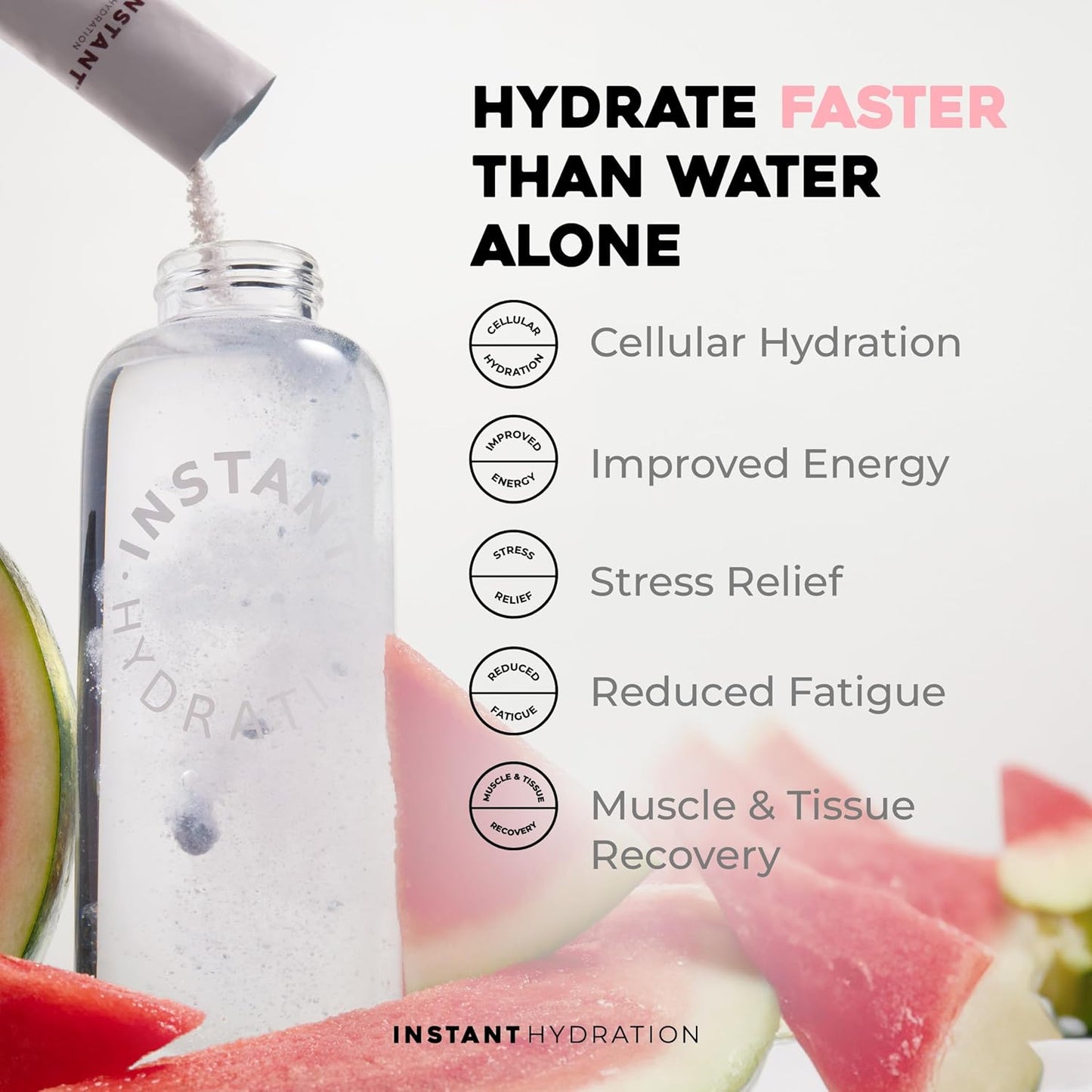 Hydrating Electrolyte Powder Packets Watermelon Flavor - Sugar-Free Keto Vegan Drink Mix - Supports Recovery, Brain Health, and Muscle - 30 Sticks