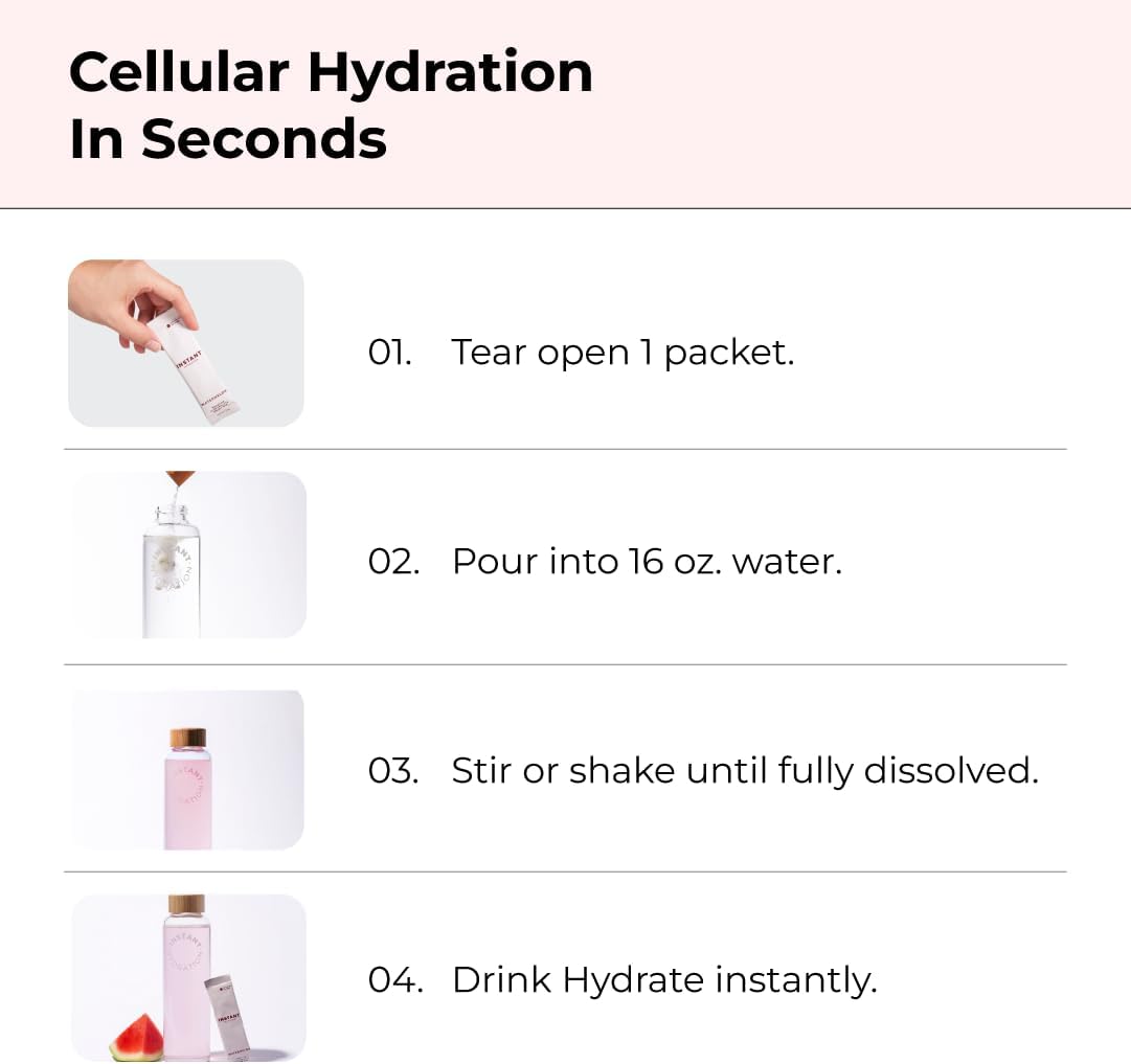 Hydrating Electrolyte Powder Packets Watermelon Flavor - Sugar-Free Keto Vegan Drink Mix - Supports Recovery, Brain Health, and Muscle - 30 Sticks