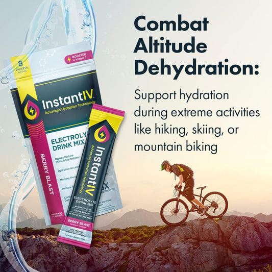 Hydrating Electrolyte Powder with Vitamin C for Immunity & Recovery - Berry Blast Flavor, Vegan & Gluten Free - 8 Packets