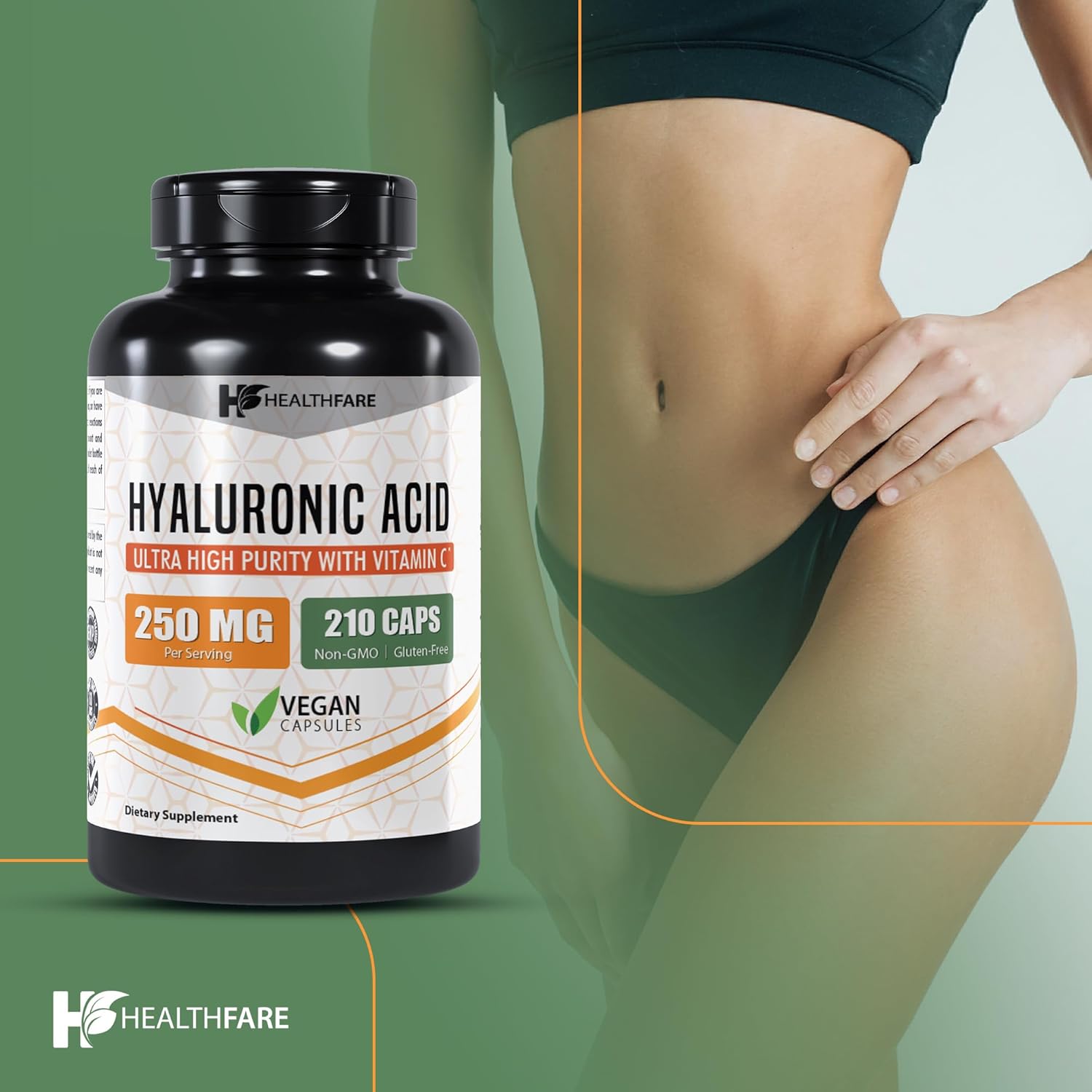 Hydrating Hyaluronic Acid Supplement 250mg - 210 Capsules with Vitamin C - Non-GMO & Gluten-Free