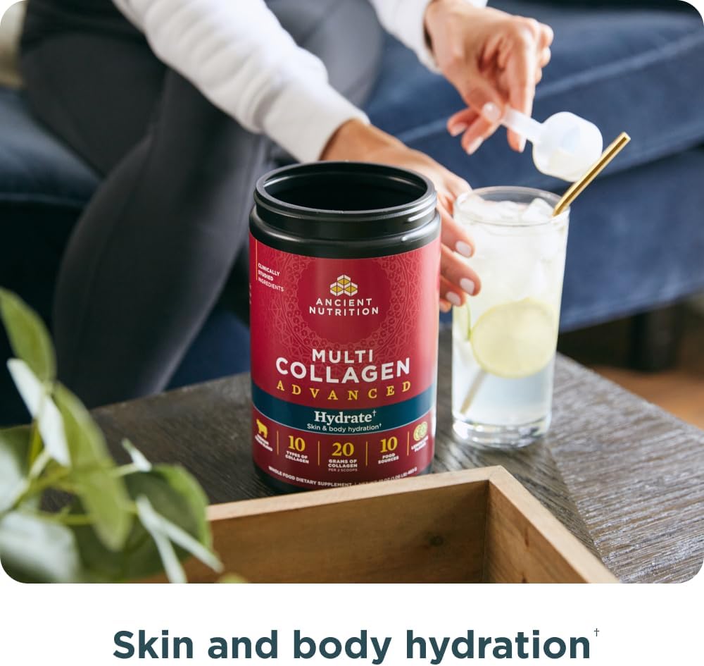 Hydrating Lemon Lime Multi Collagen Protein Powder - 30 Servings by Ancient Nutrition