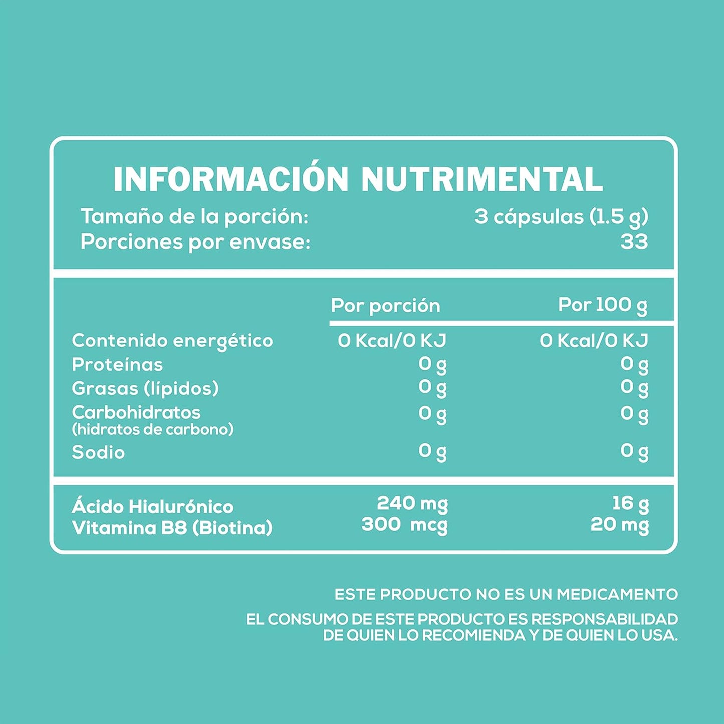 Hydrating Skin and Hair Supplement with 300mcg Biotin and 100 Capsules of 500mg Hyaluronic Acid