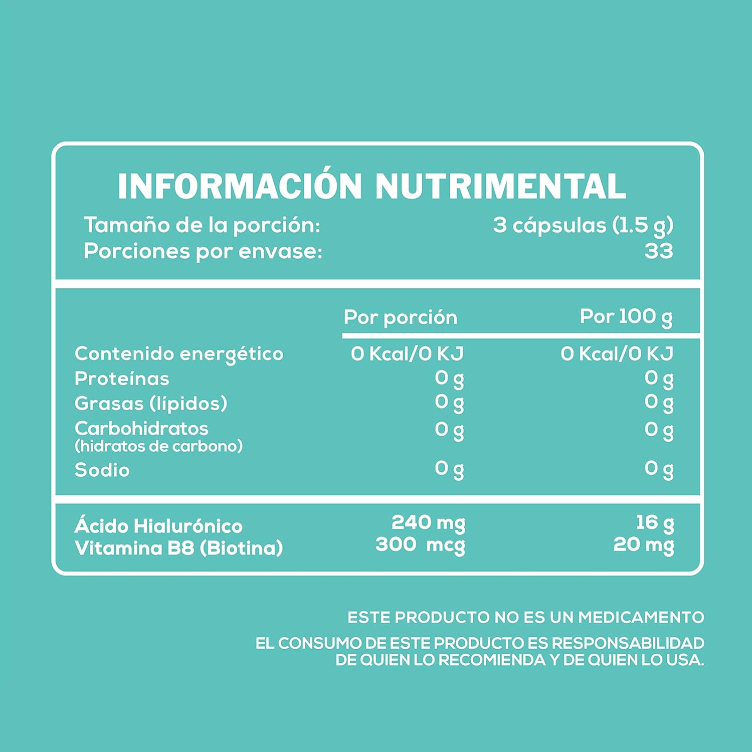 Hydrating Skin and Hair Supplement with 300mcg Biotin and 100 Capsules of 500mg Hyaluronic Acid