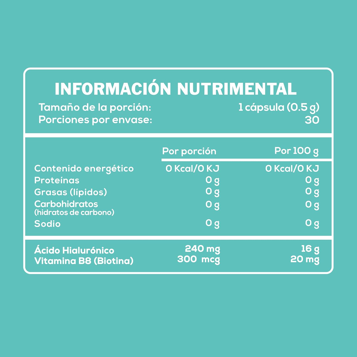 Hydrating Skin and Hair Supplement with 300mcg Biotin and 100 Capsules of 500mg Hyaluronic Acid