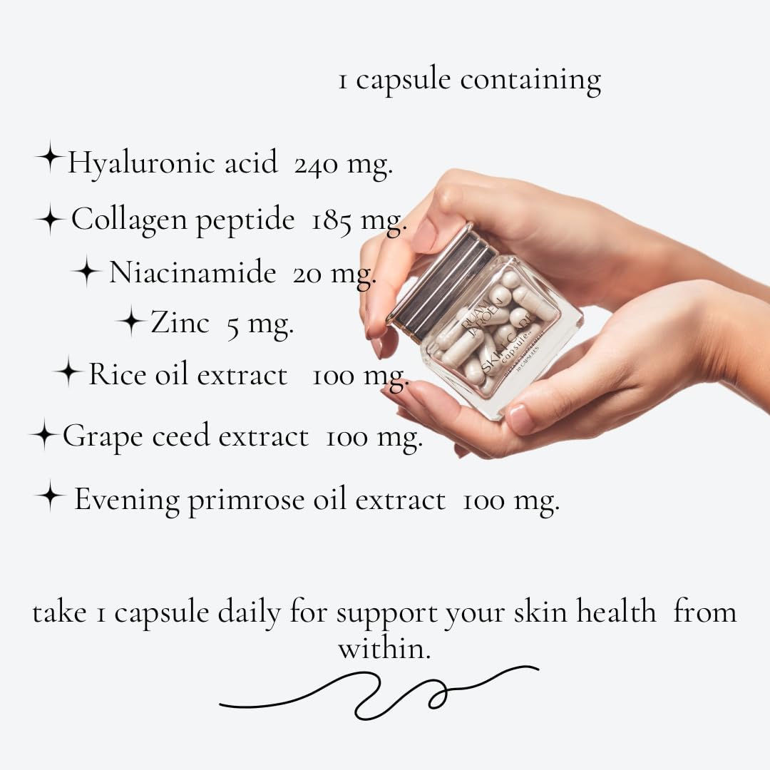 Hydrating Skin Supplement Capsules with Hyaluronic Acid, Collagen, and Niacinamide - Promotes Healthy Glow and Supports Dry Skin
