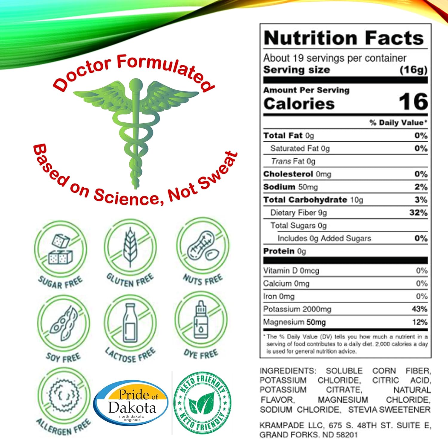 Hydration Packets with Prebiotic Fiber, Potassium, and Magnesium for Cramp Relief and Digestive Health Support