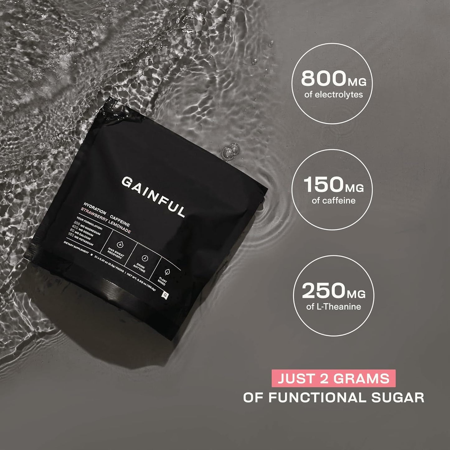 Hydration Powder Packets with Caffeine, Electrolytes, and L-Theanine in Strawberry Lemonade Flavor, 21 Sticks