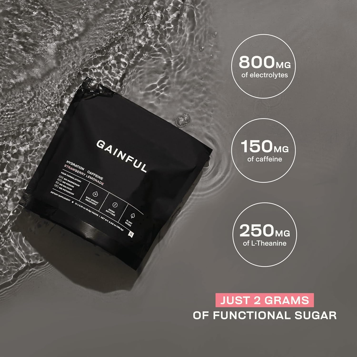 Hydration Powder Packets with Caffeine, Electrolytes, and L-Theanine in Strawberry Lemonade Flavor, 21 Sticks