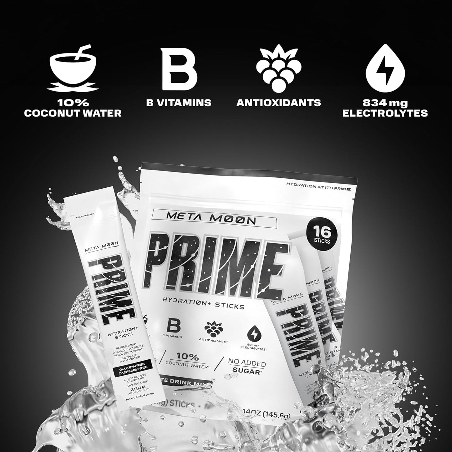 Hydration Powder Sticks with BCAAs, B Vitamins, and Antioxidants - Vegan and Caffeine-Free - 48 Pack