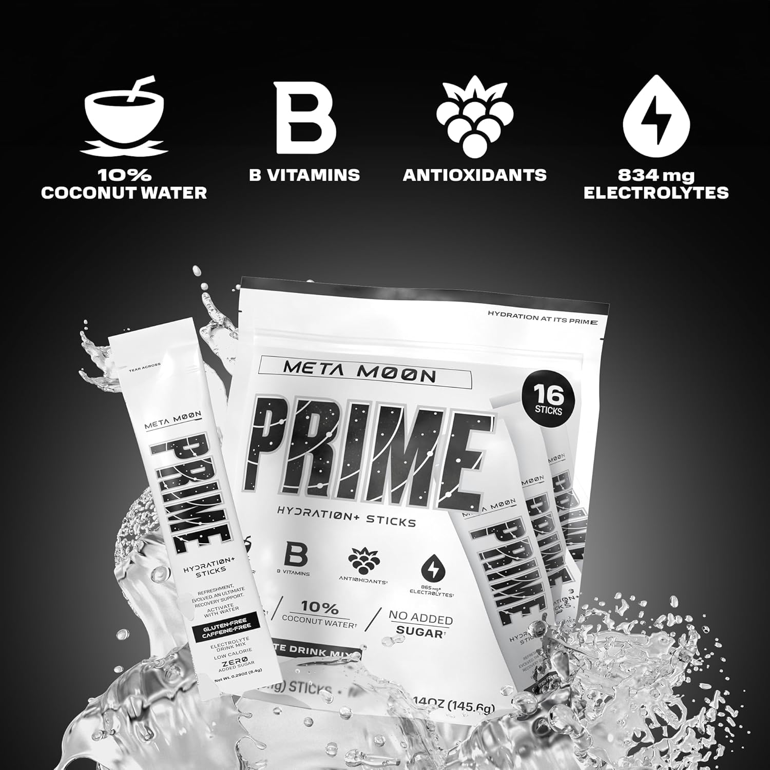 Hydration Powder Sticks with BCAAs, B Vitamins, and Antioxidants - Vegan and Caffeine-Free - 48 Pack