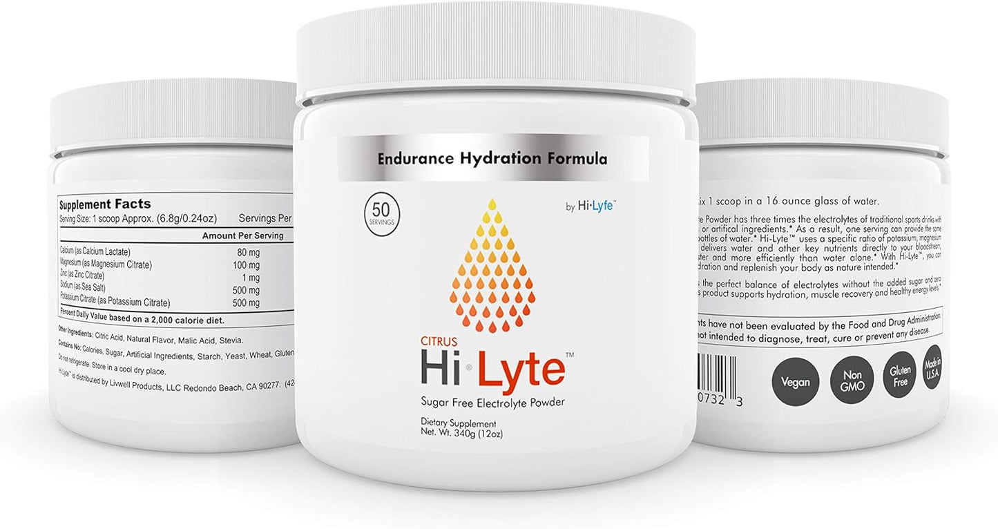 Hydration & Stamina Booster Electrolyte Powder with Potassium & Sodium | No Sugar, Carbs, or Artificial Ingredients | Citrus Salt Flavor | 50 Servings