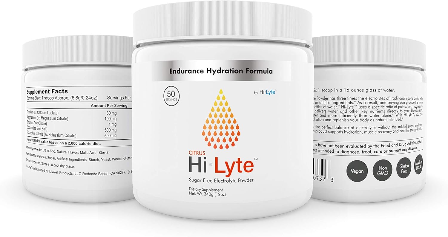 Hydration & Stamina Booster Electrolyte Powder with Potassium & Sodium | No Sugar, Carbs, or Artificial Ingredients | Citrus Salt Flavor | 50 Servings