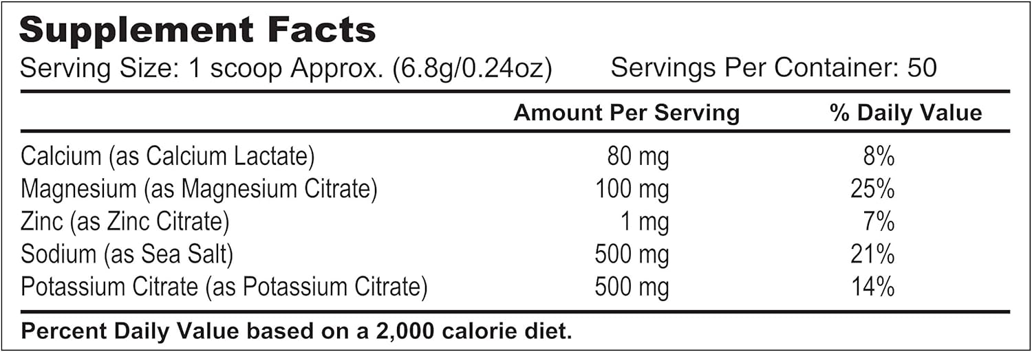 Hydration & Stamina Booster Electrolyte Powder with Potassium & Sodium | No Sugar, Carbs, or Artificial Ingredients | Citrus Salt Flavor | 50 Servings