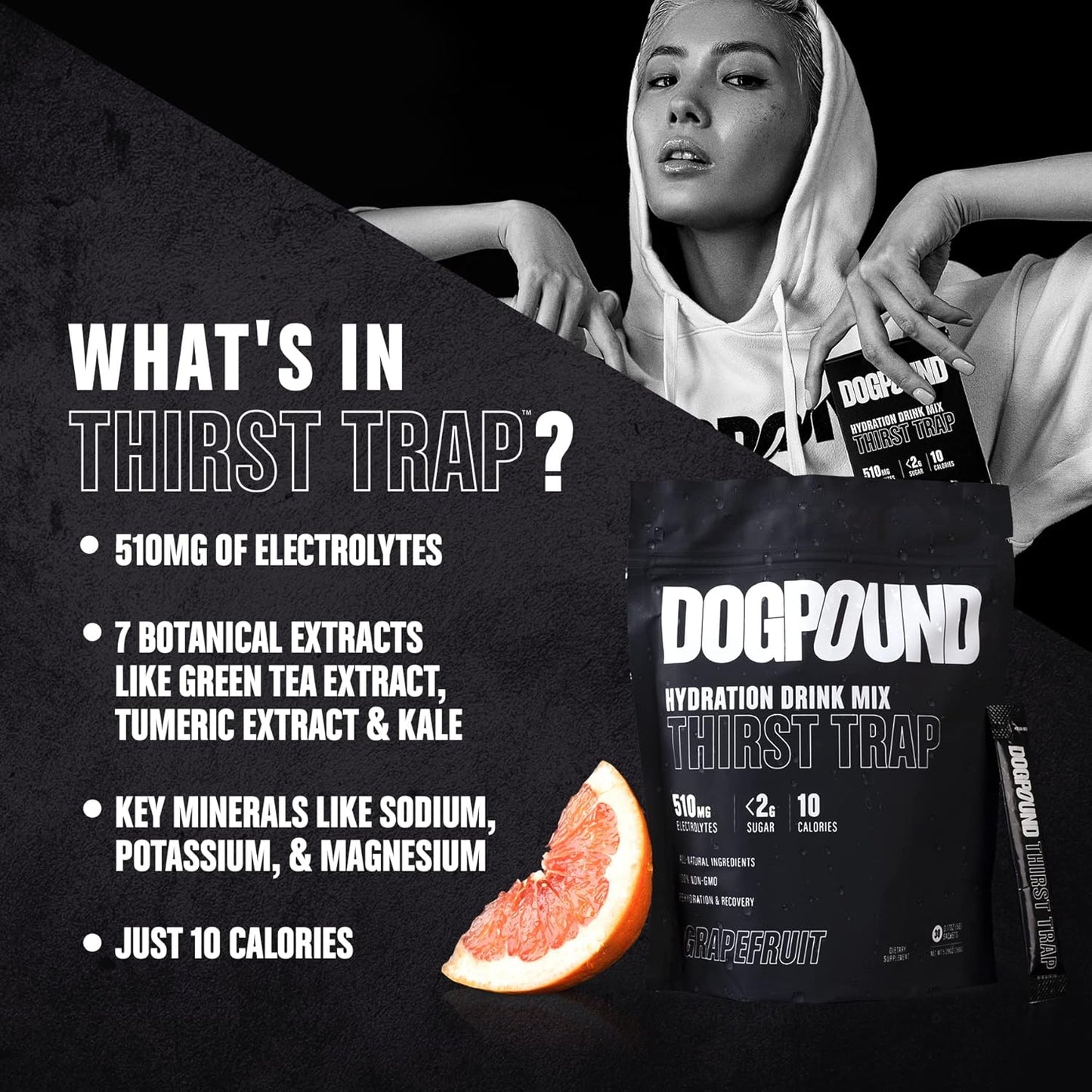 Hydration Supplement Mix for Workout & Recovery | Electrolyte Drink | Grapefruit Flavor | 10 Calories | 30 Easy Open Sticks