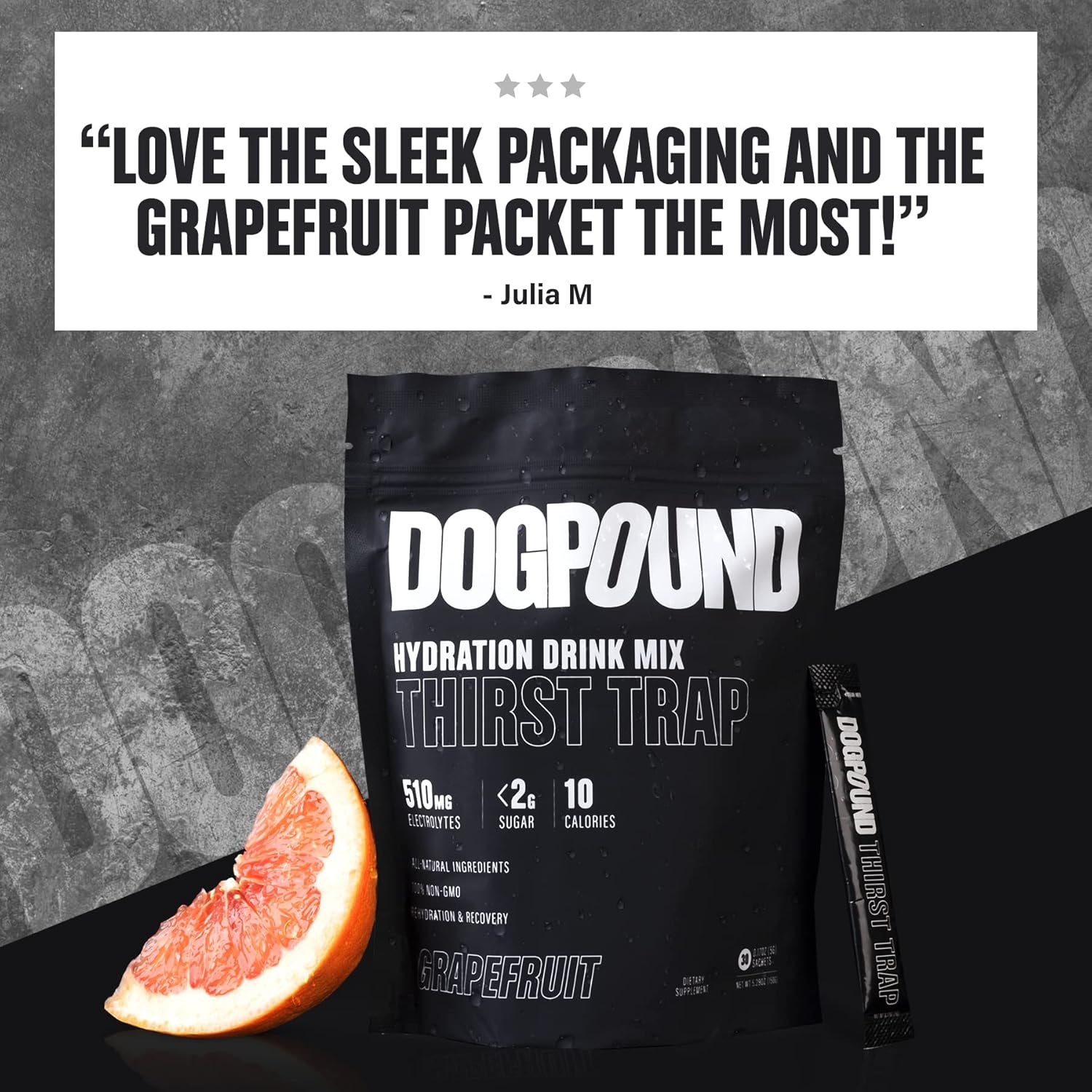 Hydration Supplement Mix for Workout & Recovery | Electrolyte Drink | Grapefruit Flavor | 10 Calories | 30 Easy Open Sticks