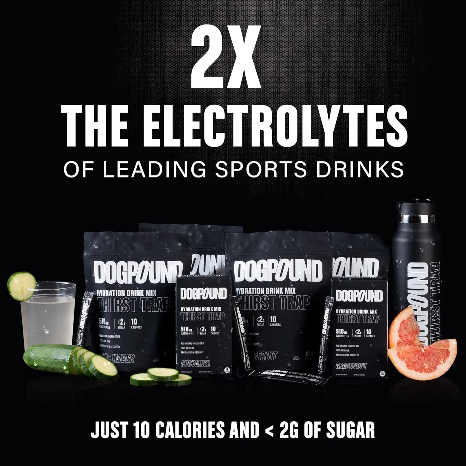 Hydration Supplement Mix for Workout & Recovery | Electrolyte Drink | Grapefruit Flavor | 10 Calories | 30 Easy Open Sticks