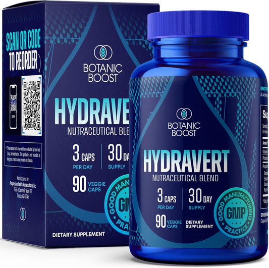 Hydravert Botanic Boost Water Pills for Swollen Legs & Feet - Natural Diuretic Blend Reduces Water Retention & Swelling
