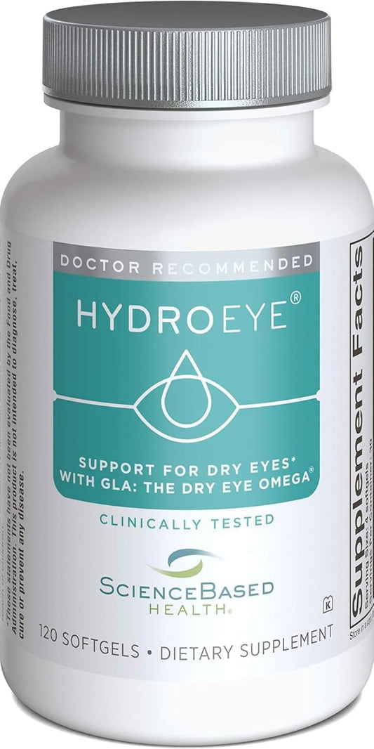 Hydro-Eye Softgels for Dry Eye Relief with GLA, EPA, DHA - 120 Count Bottle
