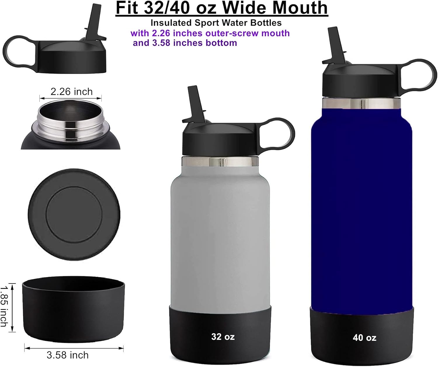 Hydro Flask Wide Mouth Straw Lid and Boot Set for Insulated Water Bottles