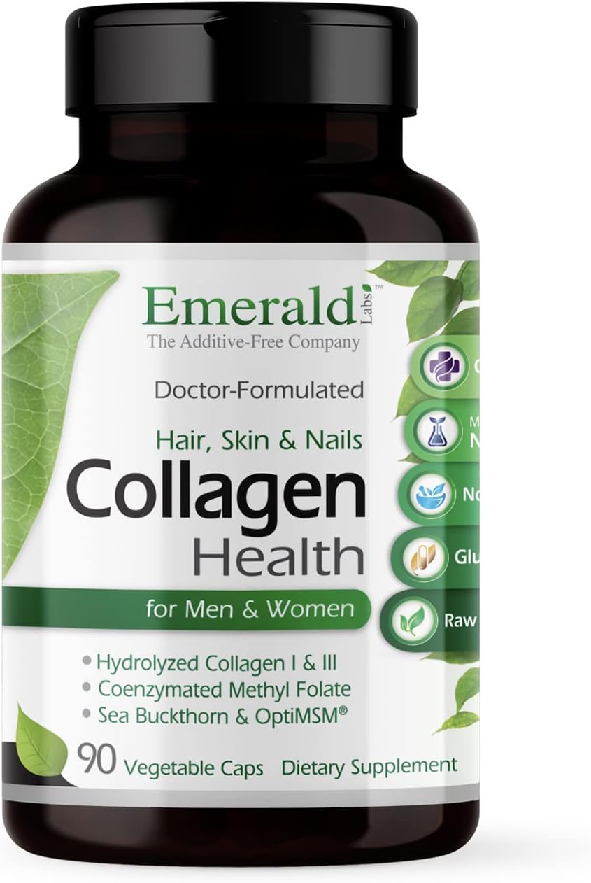 Hydrolyzed Collagen Capsules with Saw Palmetto & Beta-Sitosterol for Hair, Skin, Nails - Immune & Adrenal Support - 90 Veg Caps (30-Day Supply)