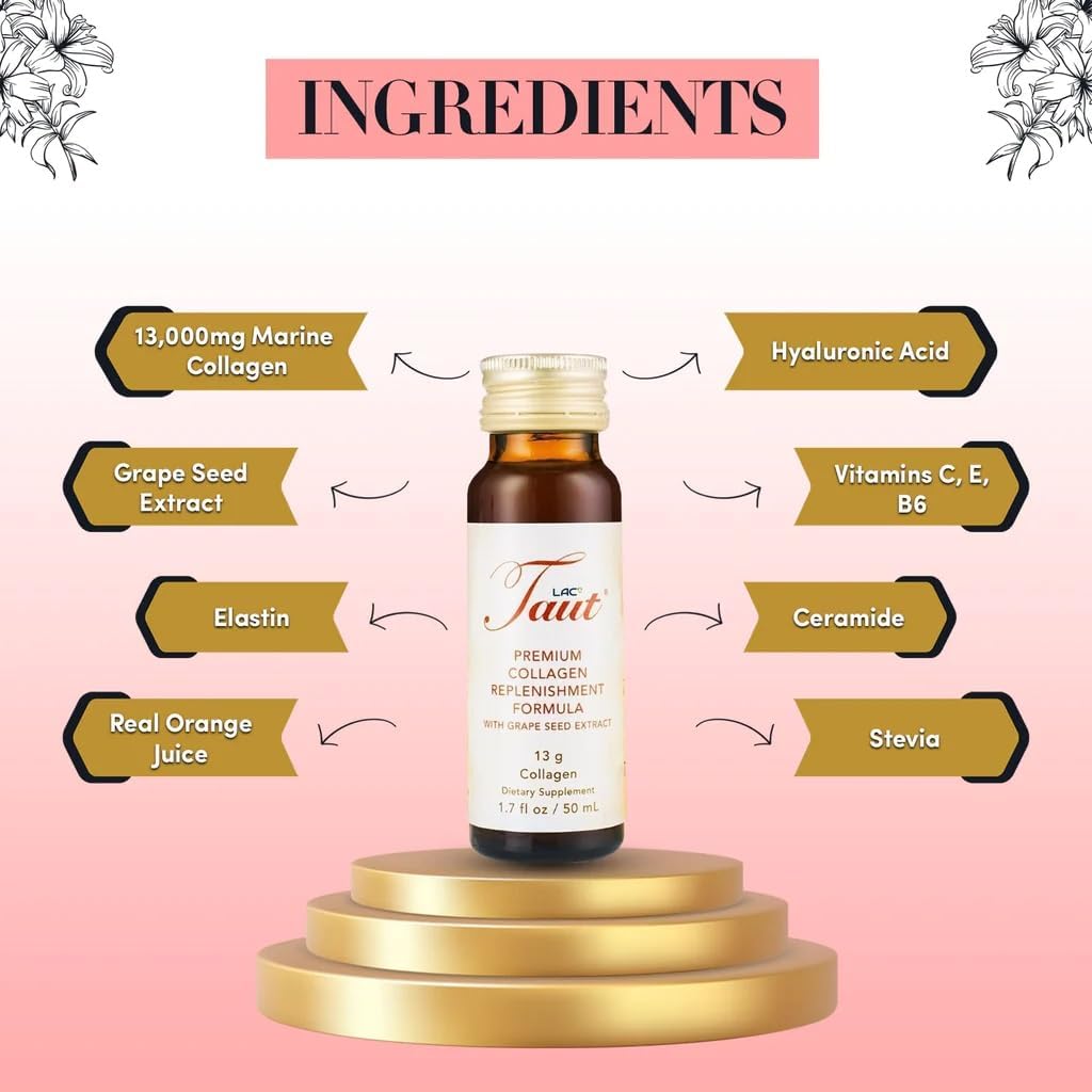 Hydrolyzed Collagen Drink for Youthful Skin - Marine Collagen Peptides with Hyaluronic Acid & Grape Seed Extract - 3 Boxes (8 Bottles Each)