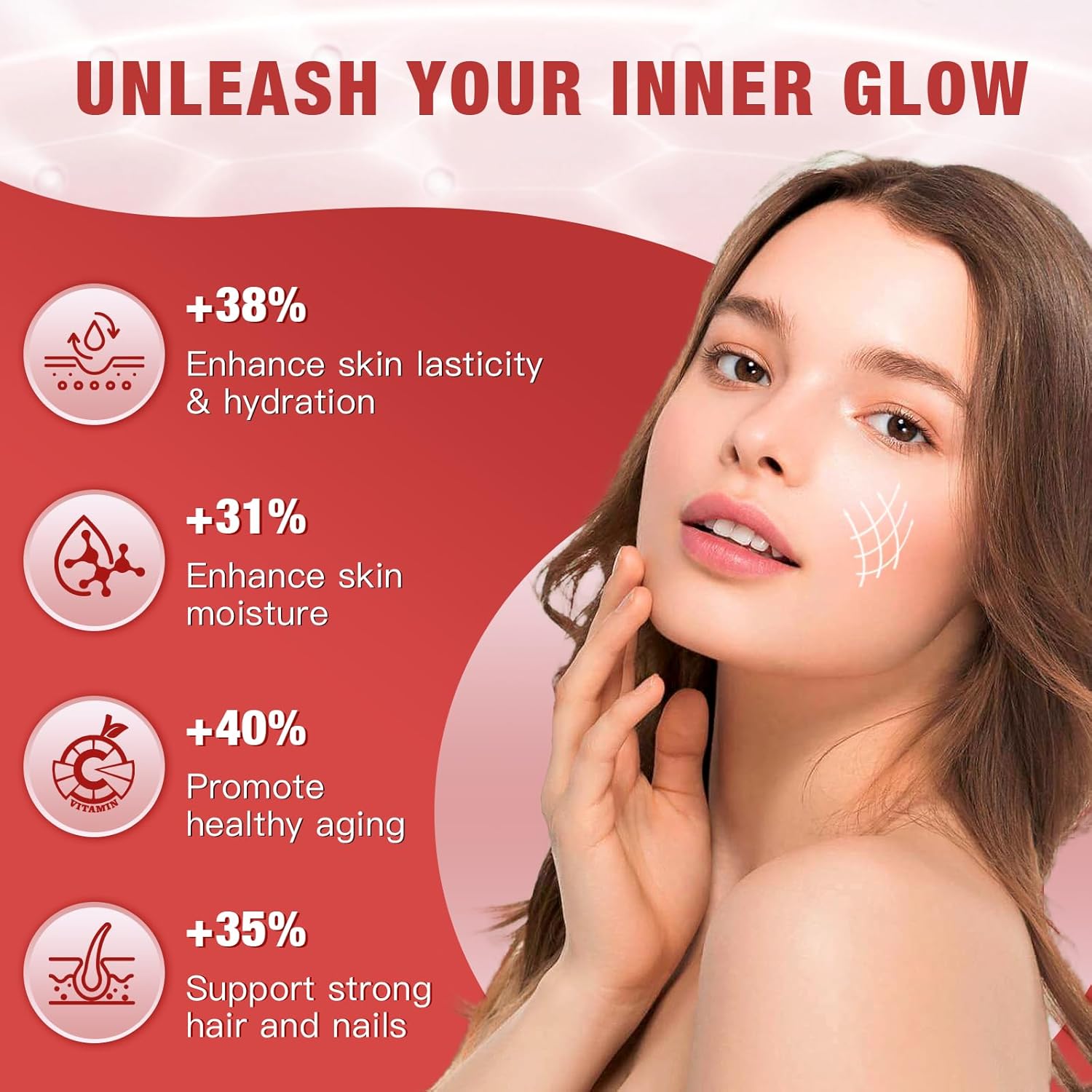 Hydrolyzed Collagen Peptide Powder with Probiotics, Hyaluronic Acid, Biotin & Multivitamins - Skin, Hair, Nails Support - 50 Servings