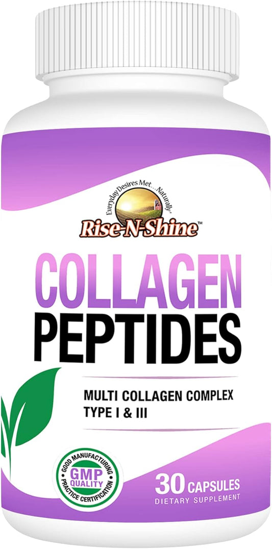 Hydrolyzed Collagen Peptides Complex Supplements for Hair, Skin, Nails, and Joints - 30 Capsules (30-Day Supply)