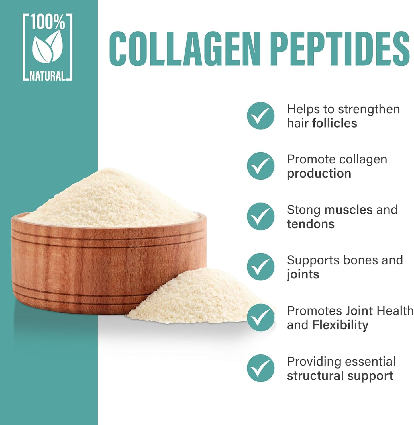 Hydrolyzed Collagen Peptides Powder - Grass Fed - 16oz - Skin, Hair, Nails, Muscle, Bone, Joint, & Gut Health - Easy Mix - Unflavored - Non GMO - Keto & Paleo Friendly