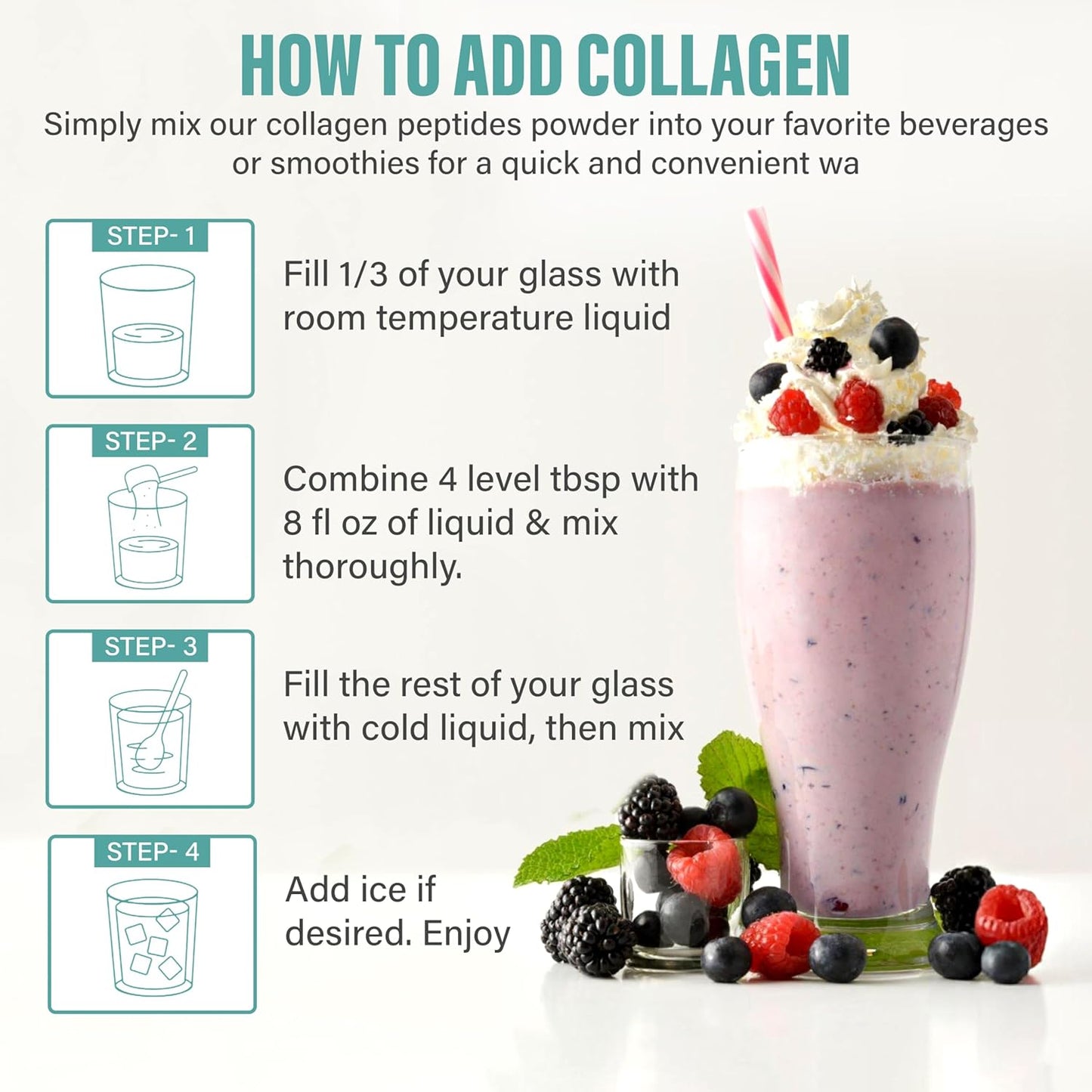 Hydrolyzed Collagen Peptides Powder - Grass Fed - 16oz - Skin, Hair, Nails, Muscle, Bone, Joint, & Gut Health - Easy Mix - Unflavored - Non GMO - Keto & Paleo Friendly