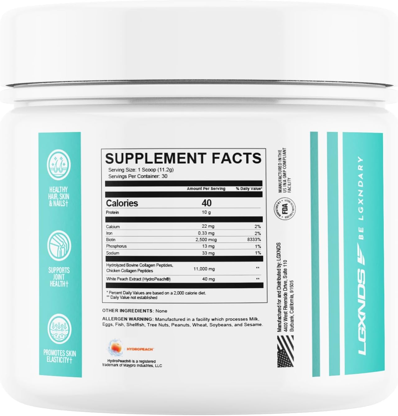 Hydrolyzed Collagen Peptides Powder - Grass-Fed, Non-GMO, Unflavored - 20g Protein Per Serving - Skin, Hair, Nails, Joints, Gut Health - Keto & Paleo-Friendly - 30 Servings