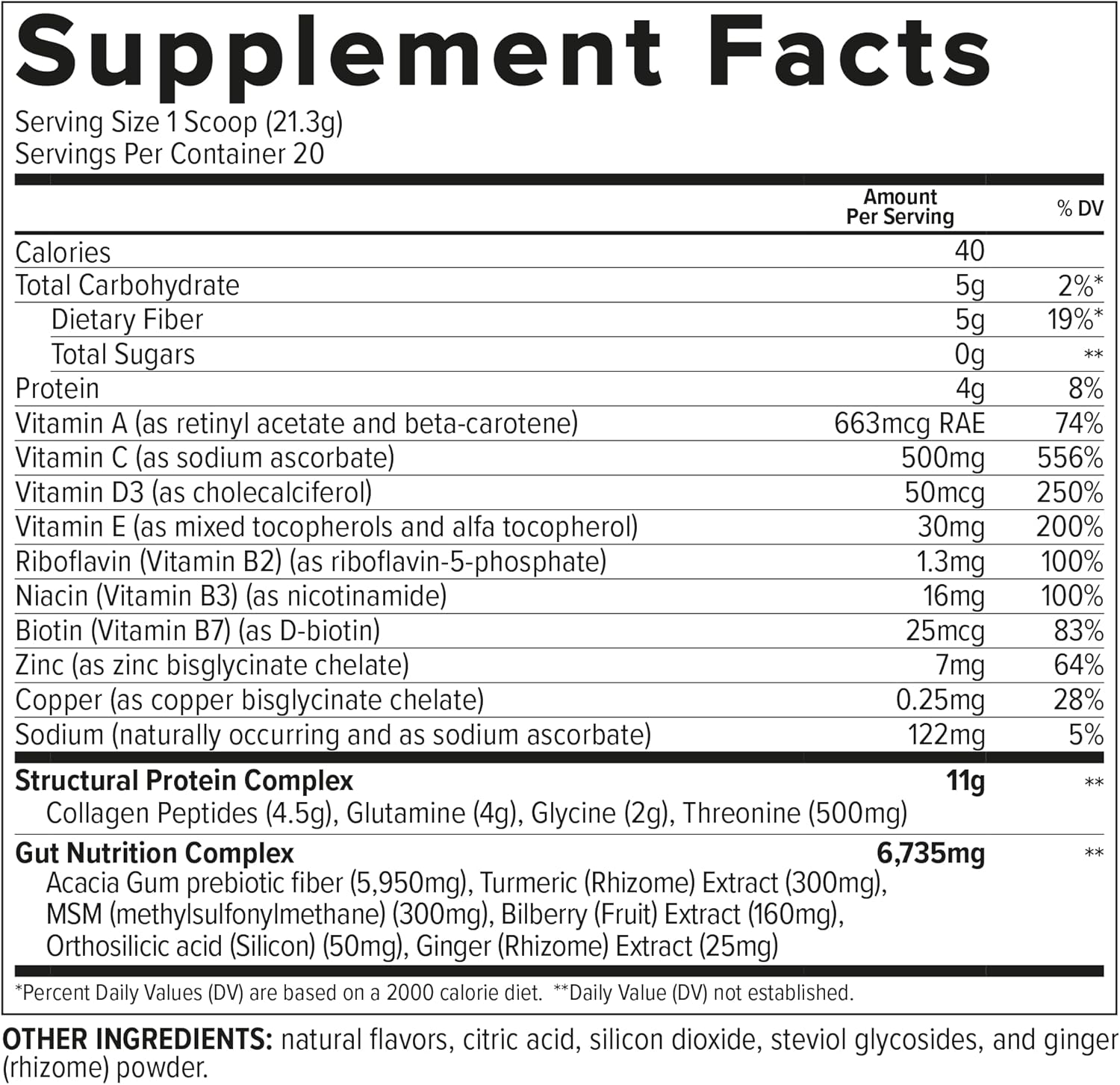Hydrolyzed Collagen Peptides Powder for Gut Health - Orange & Blueberry Flavor - 15oz - 20 Servings