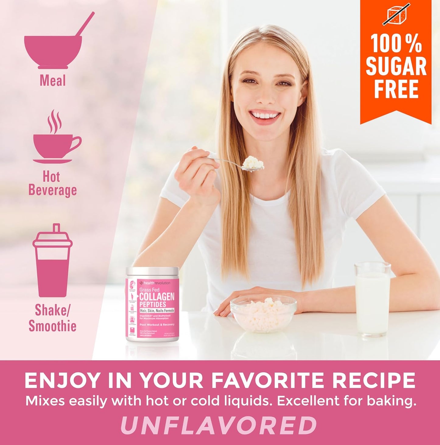 Hydrolyzed Collagen Peptides Powder for Skin, Hair, Nails & Joints - Grass-Fed with Probiotics, Enzymes - Non-GMO, Gluten-Free - 35 Servings