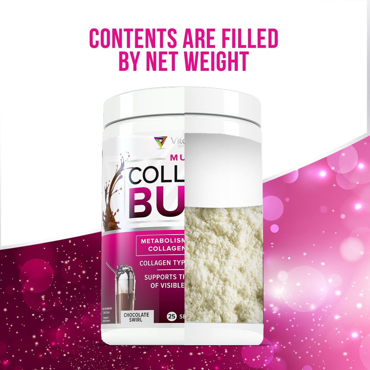 Hydrolyzed Collagen Peptides Powder for Weight Loss & Beauty | Chocolate Flavored Supplement for Women | Supports Fat Burning & Hair Skin Nails | 25 Servings