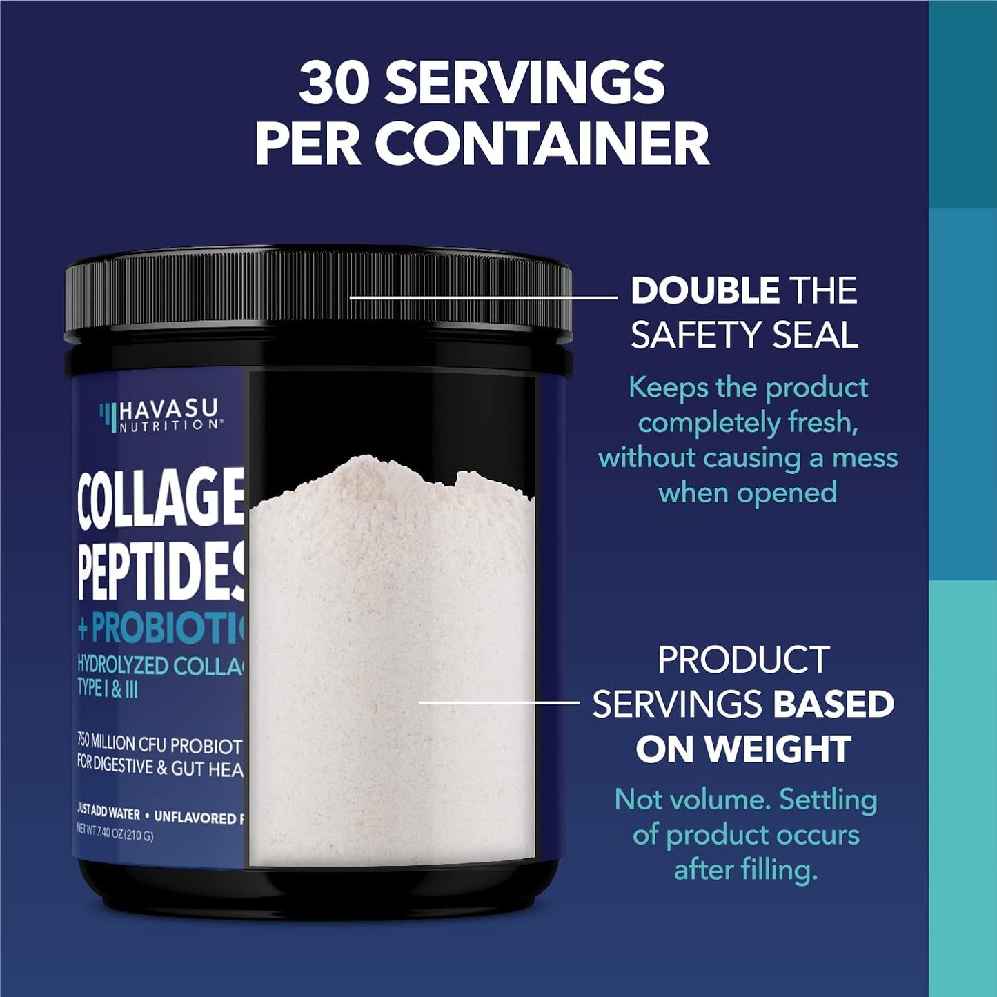 Hydrolyzed Collagen Peptides Powder with Probiotics for Joint, Skin, Hair & Nail Health - Nutritional Support for Digestion - Unflavored & Easy-to-Mix - Grass-Fed - 1-Month Supply