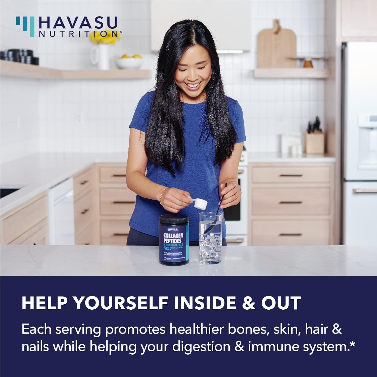 Hydrolyzed Collagen Peptides Powder with Probiotics for Joint, Skin, Hair & Nail Health - Nutritional Support for Digestion - Unflavored & Easy-to-Mix - Grass-Fed - 1-Month Supply